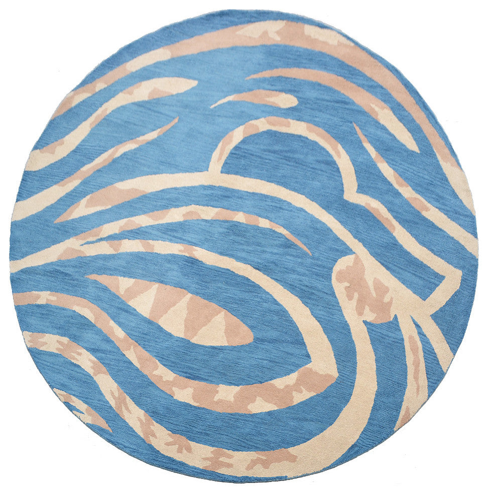 HAND TUFTED WOOL ECO-FRIENDLY AREA RUGS - Round,Blue,Contemporary