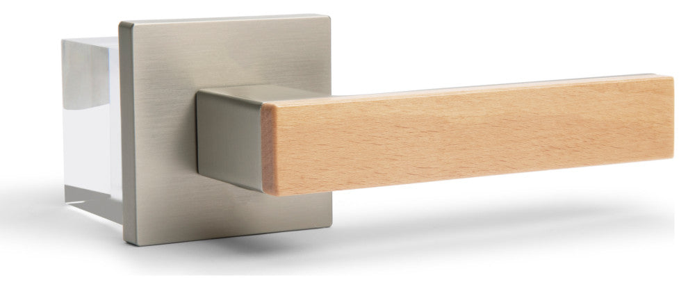 Modern Heavy Duty Designer Interior Door Lever - Summit Collection, Satin Nickel, Privacy Left Hand