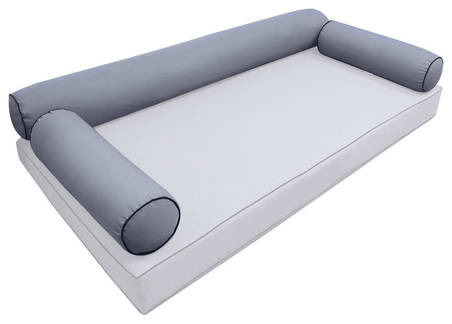 Style 6 Twin-XL Contrast Pipe Trim Bolster Pillow Outdoor Slip Cover ONLY AD001