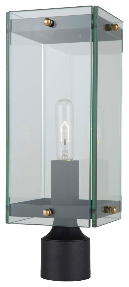 Bradgate AC8143BK Outdoor Post Light, Matte Black and Harvest Brass