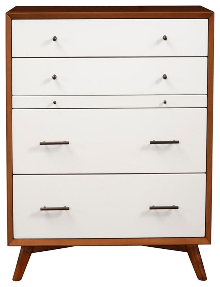 Alpine Furniture Flynn Mid Century Multi-function Wood Chest in Acorn-White