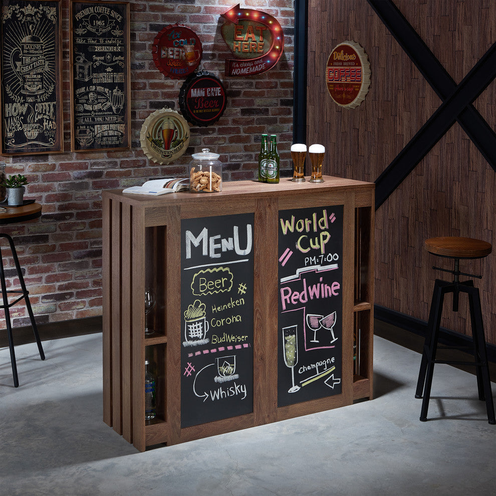 Vessa Contemporary Chalkboard Server Buffet, Distressed Walnut