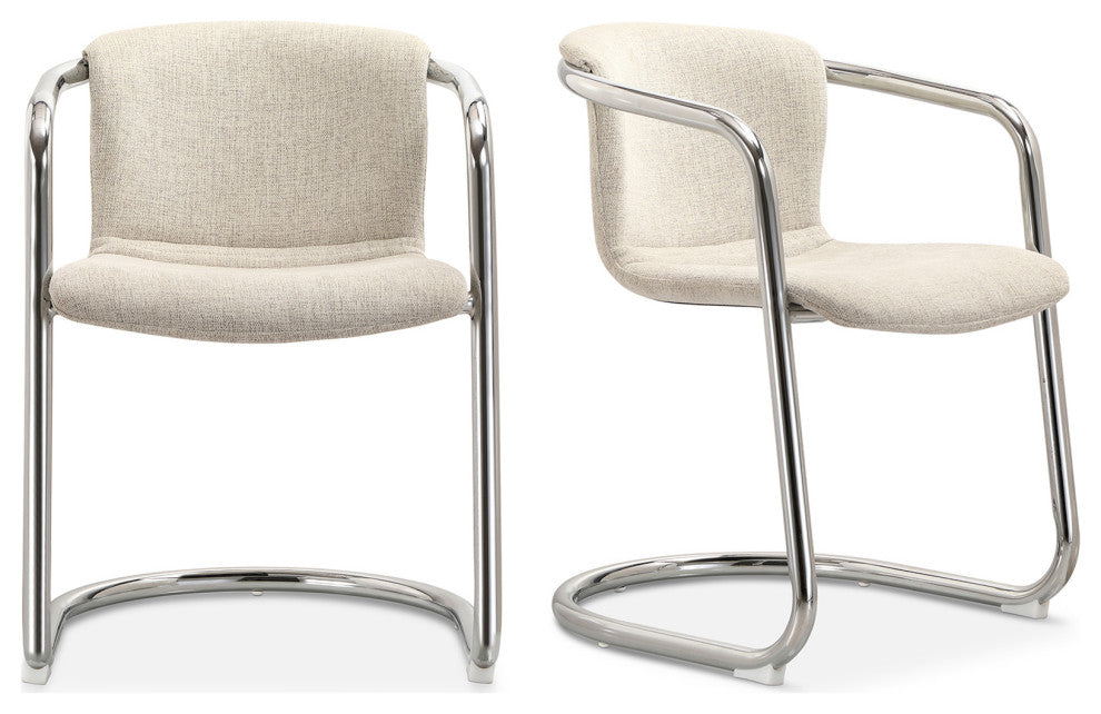 Freeman Chrome Frame Dining Chair Blended Cream-Set of Two