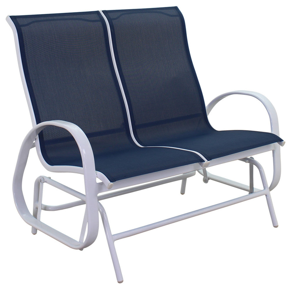 Courtyard Casual Santa Fe 4-Piece Loveseat Glider Set With Swivel Rockers, White