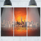 "New York City Panorama in Red Light" Metal Wall Art, 3 Panels, 36"x28"