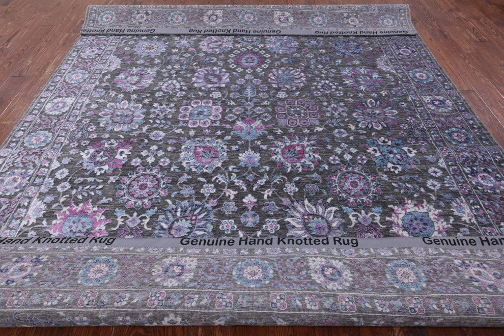 Persian Hand-Knotted Wool and Silk Rug 8' 1" X 10' 3" Q6072
