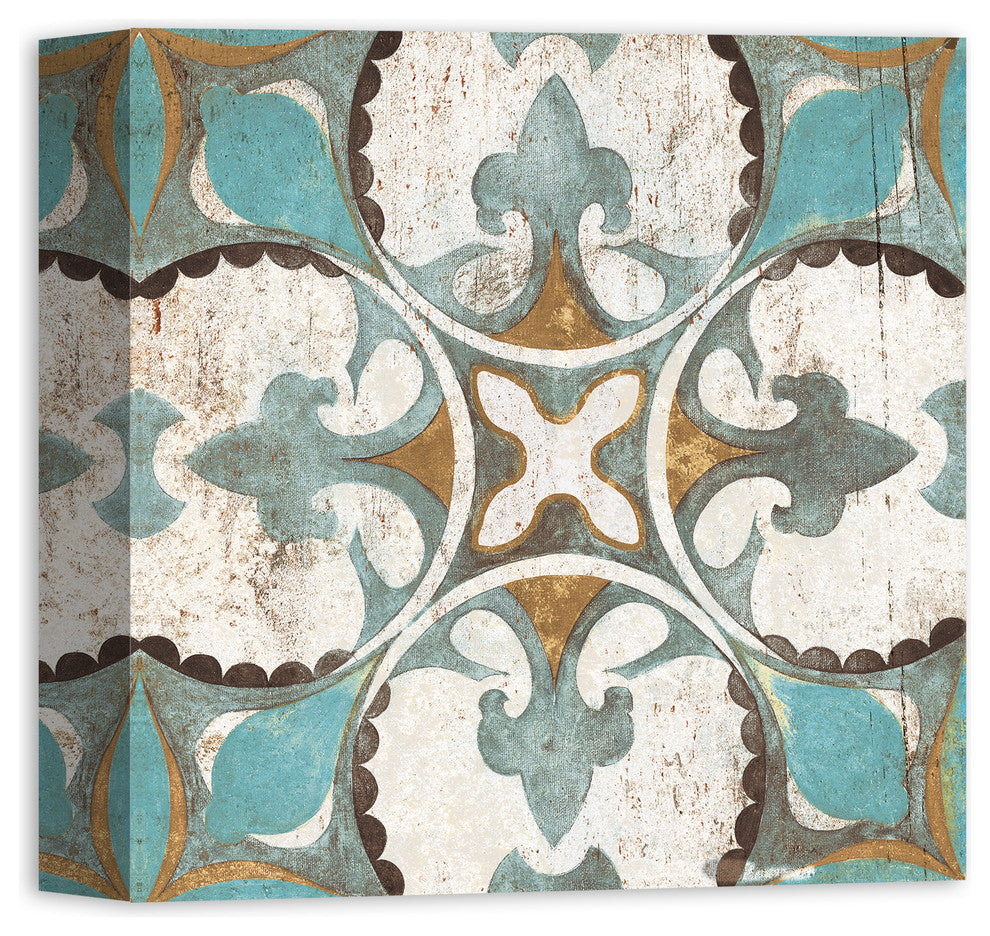 Distressed Moroccan Tile Canvas Wall Art, 12x12