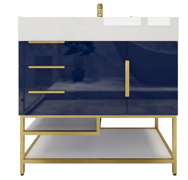 Madison 36" Freestanding Vanity With Reinforced Acrylic Sink, High Gloss Blue