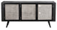 Rustic Black and Rattan Media Cabinet With Three Doors