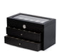 Black Wood 36 Watch Box, Quartz Movement Clock