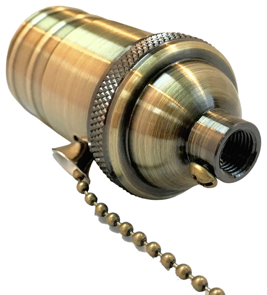 Royal Designs, Inc. Vintage Pull Chain Lamp Socket, Antique Brass, Set of 10