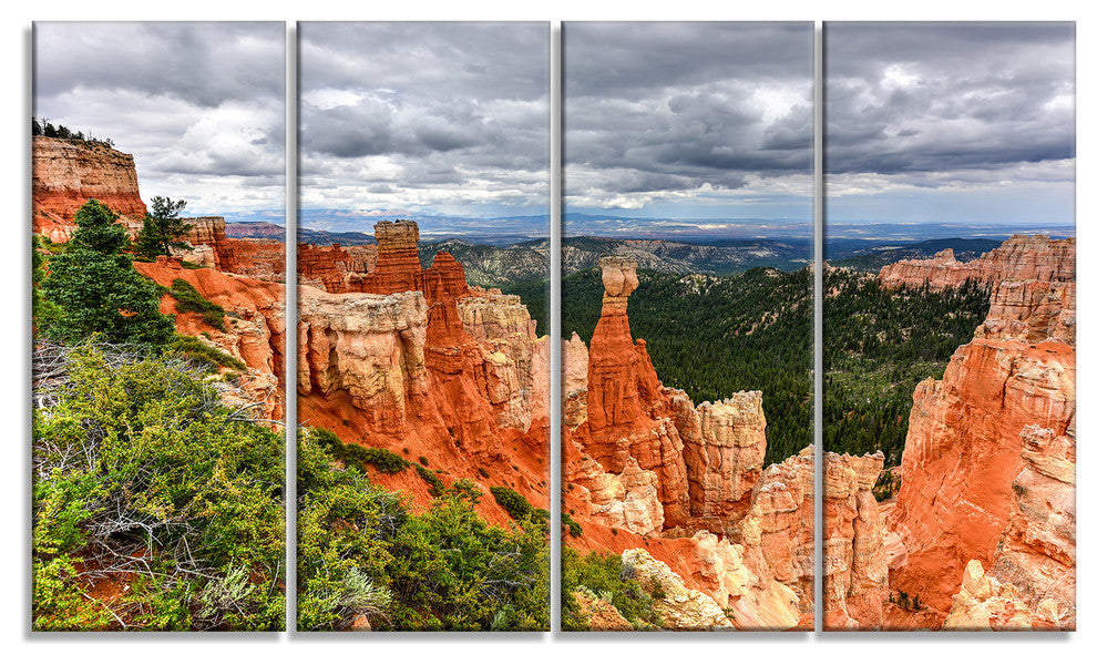 Bryce Canyon National Park, Landscape Canvas Art Print, 48"x28", 4 Panels