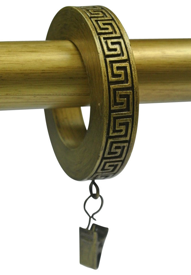 1 3/4" Greek Key Designer Curtain Rings, Renaissance Gold, Set of 14