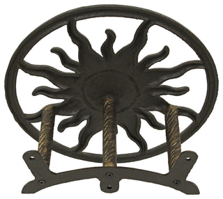 Cast Iron Celestial Sun Wall Mounted Hanging Garden Hose Holder Bronze