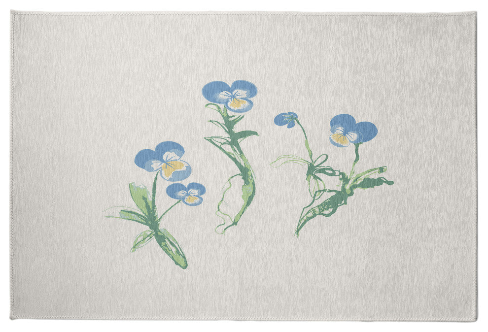 What a Pansy Rug, Blue, 5'x7'