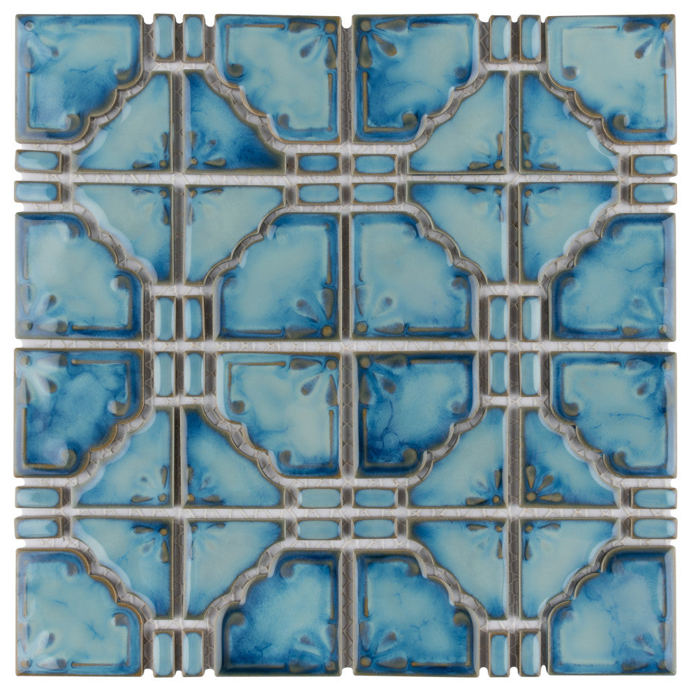 Hudson Moonbeam Porcelain Mosaic Floor and Wall Tile, Marine