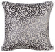 Gray Decorative Pillow Covers 14"x14" Velvet, Paloma Gray Scrolls