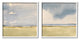 Cloudy Field Nature Landscape Watercolor Collage, 2pc, each 17 x 17