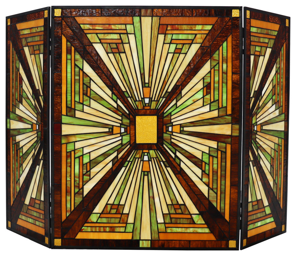 Innes Mission-Style 3Pcs Folding Fireplace Screen 45" Wide