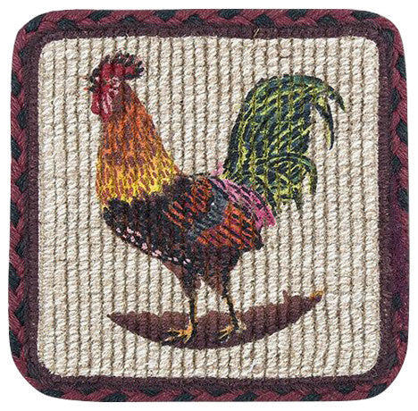 Morning Rooster Wicker Weave Trivet 9"x9"