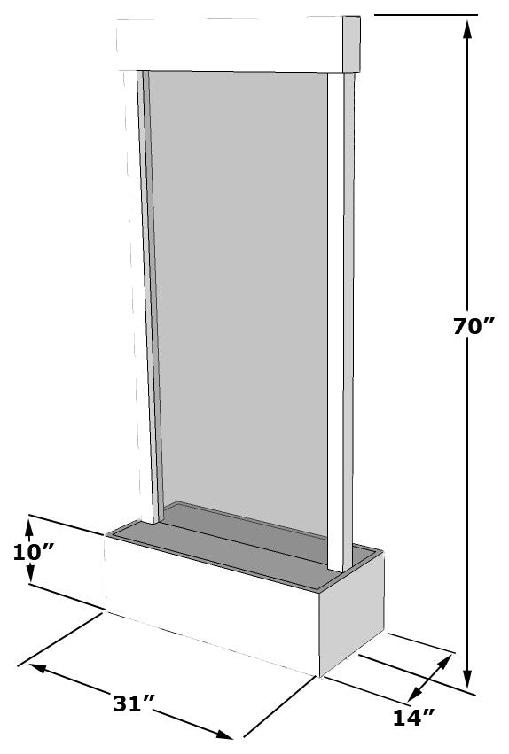 Harmony River Center Mount Water Fountain, Clear Glass, Stainless Steel, Lit Hoo