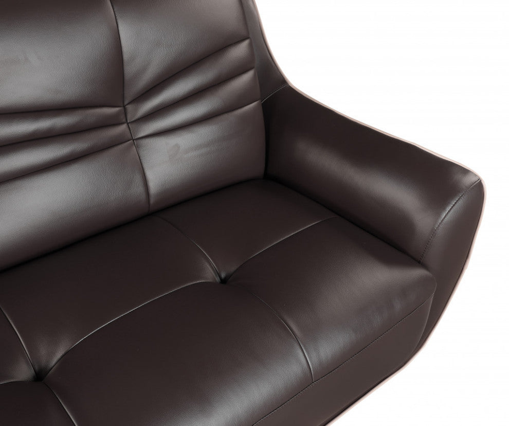 61''x39''x36'' Modern Brown Leather Sofa And Loveseat