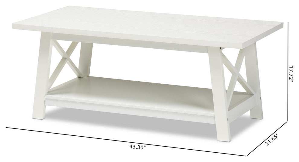 Germain Modern and Contemporary White Finished Wood Coffee Table