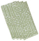 22"x22" Woven Tiki, Geometric Print Napkin, Green, Set of 4