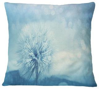 Close Up White Dandelion With Filter Flower Throw Pillow, 16"x16"