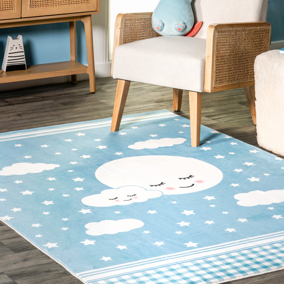 Nuloom Peaceful Night Washable Kids Rug, Blue 3' x 5'