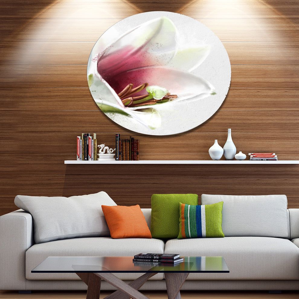 Beautiful Lily Flower Watercolor, Flowers Round Wall Art, 11"