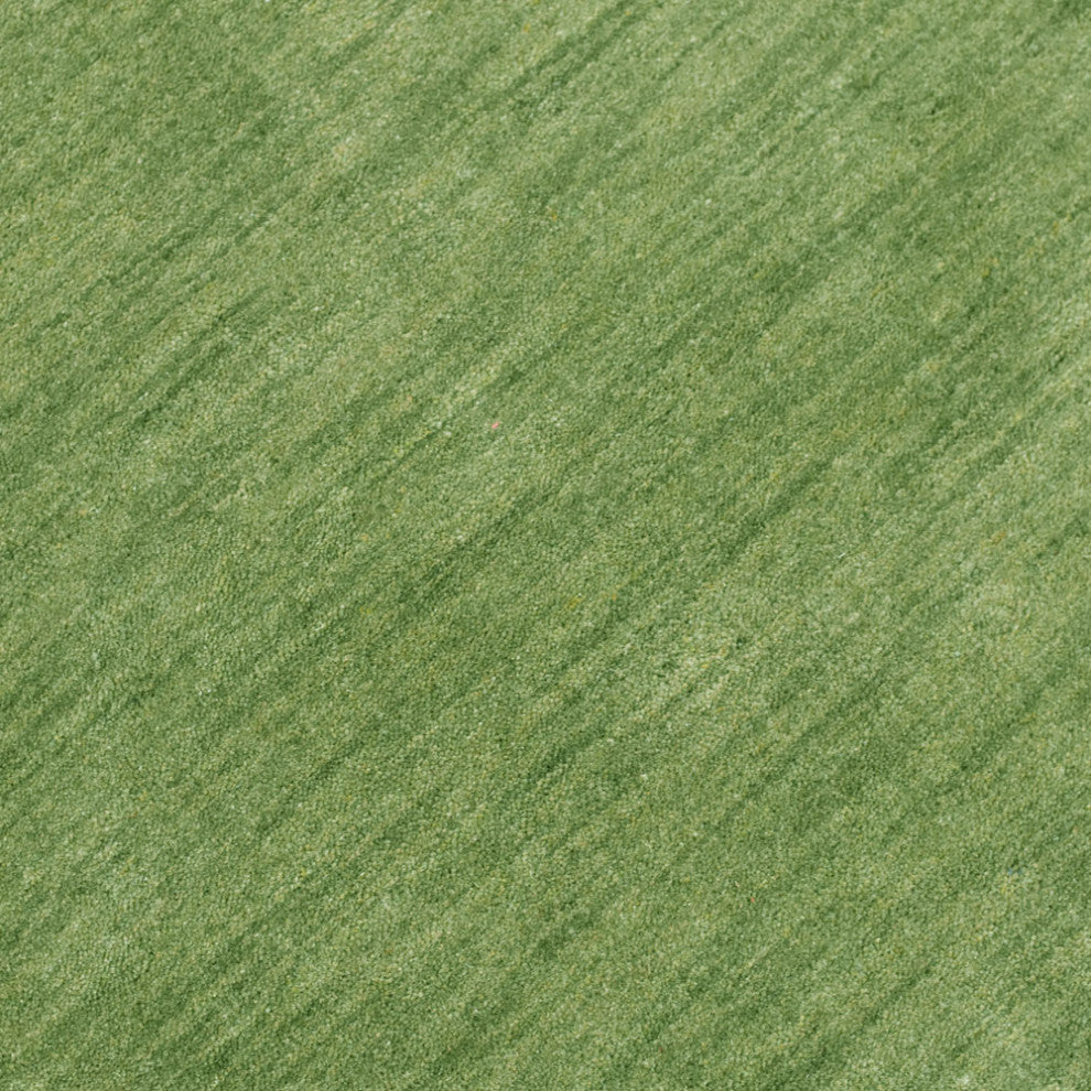 HAND KNOTTED LOOM WOOL ECO-FRIENDLY AREA RUGS-Round,Green,Solid Design