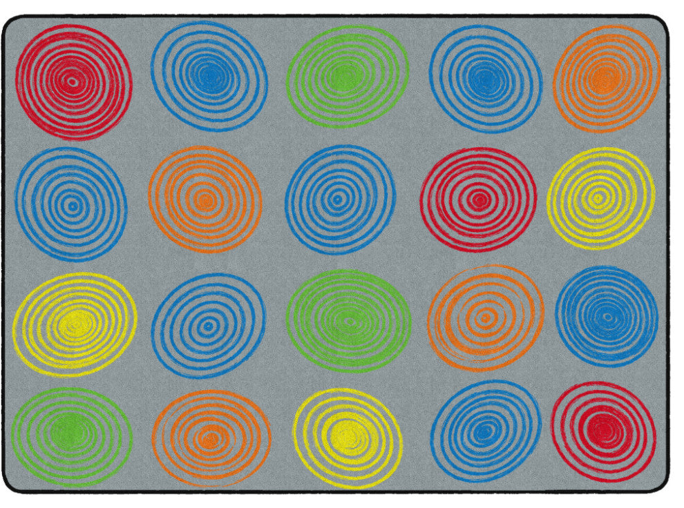 Flagship Carpets VA413-32A 6'X8'4" Circles Grey & Multi Educational Rug