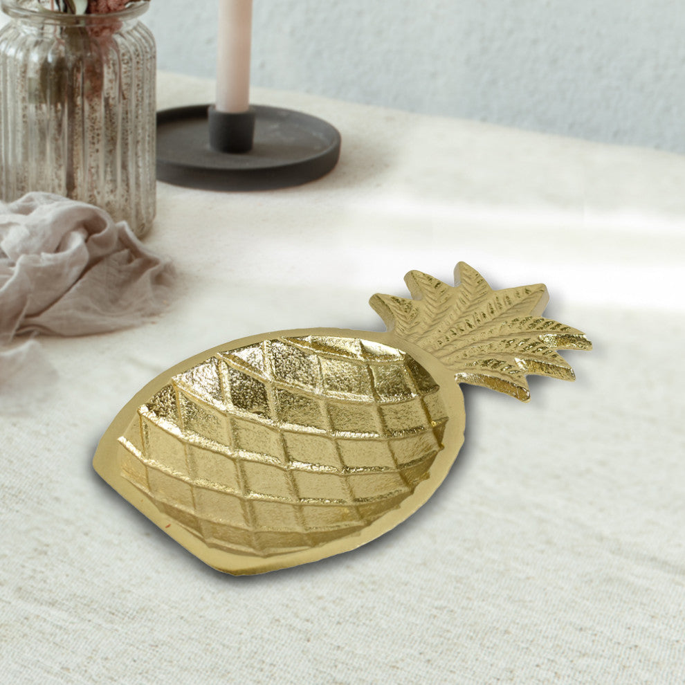 Handmade Decorative Aluminium Tray, Gold Color Coated