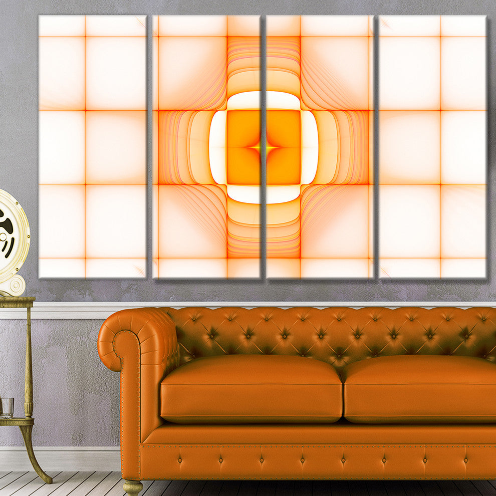 Yellow Thermal Infrared Visor, Abstract Canvas Art Print, 48"x28", 4 Panels