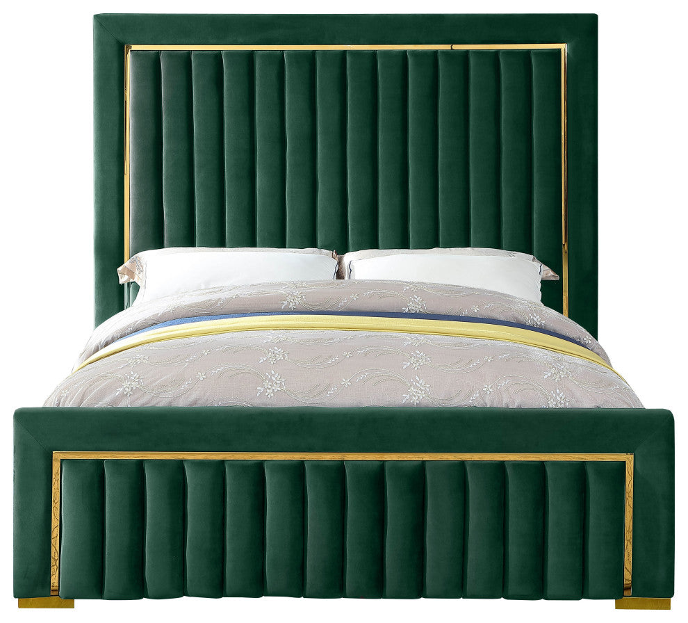 Dolce Velvet Upholstered Bed, Green, King