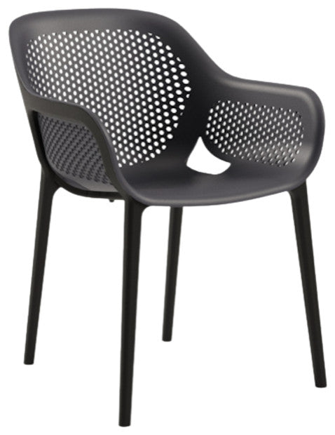 Atra Patio Dining Side Chair, Set of 2, Anthracite Black