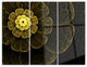 "Light Yellow Metallic Fabric Flower" Digital Metal Wall Art, 3 Panels, 36"x28"