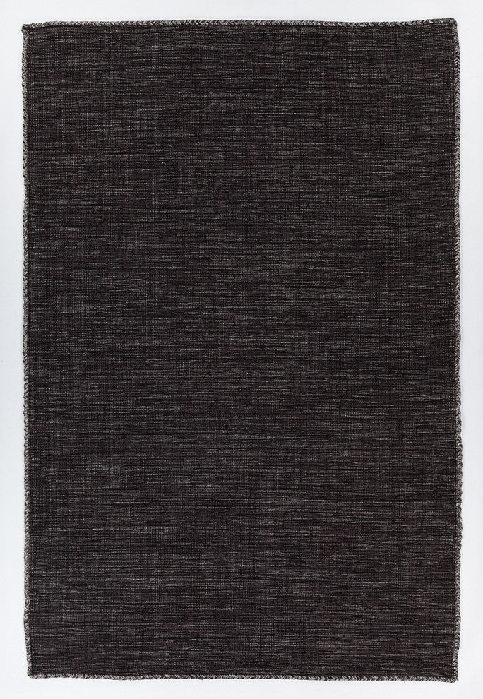 Sybil Handwoven Reversible Cotton Rug, Black, Rectangular 9'x13'