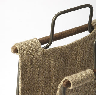 Butler Idaho Burlap and Metal Magazine Basket