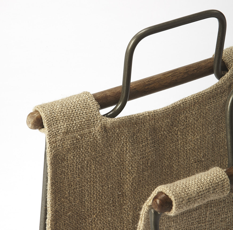 Butler Idaho Burlap and Metal Magazine Basket