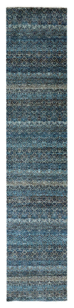 Yale Blue Kohinoor Herat Design 100% Wool Hand Knotted Runner Rug 2'5"x12'