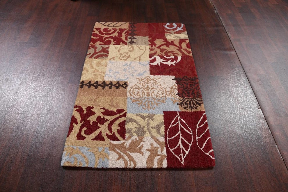 Oushak Hand Tufted Patchwork Oriental Area Rug, Multi, 3x5'