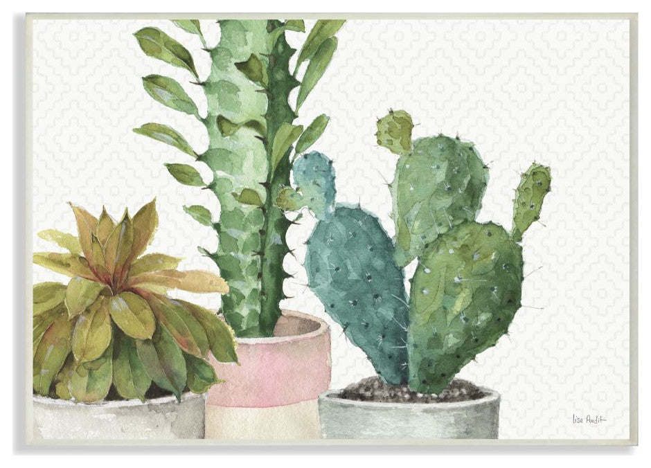 Modern Succulents Pattern Green Watercolor Painting, 12"x18"