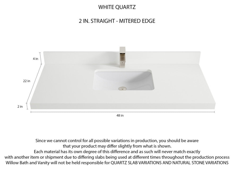 Boston 48 Single Sink Bath Vanity in Elephant Skin Gray 2" White Quartz