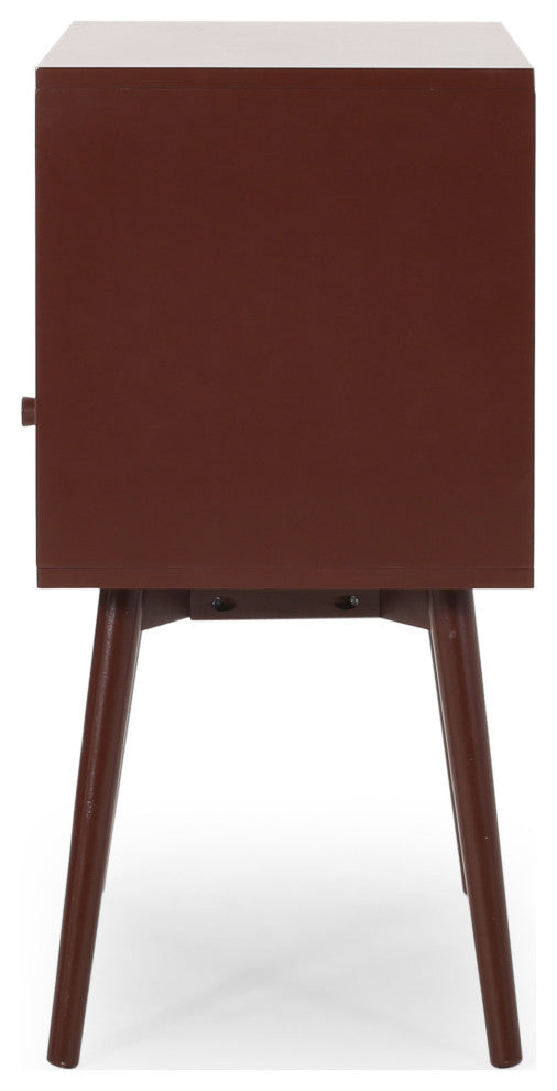 Alexis Mid-Century Modern Side Table, Brown and White