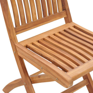 vidaXL 2x Solid Teak Wood Folding Patio Chair Outdoor Garden Lounge Seating