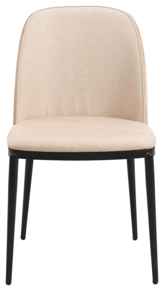 LeisureMod Tule 9-Piece Dining Set in Black Steel Frame, Walnut/Light Brown