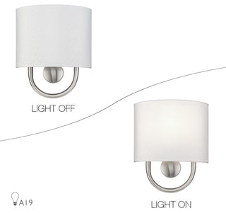 Stratton 1 Light Brushed Nickel ADA Sconce with Hand Crafted Off-White Shade