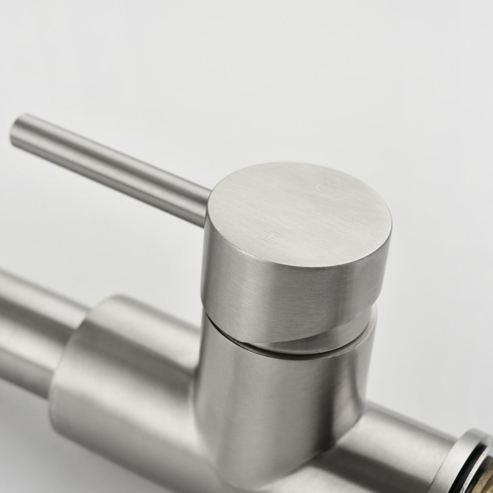 Wellfor Stainless Steel Pull Down Kitchen Faucet With Deck Plate, Brushed Nickel